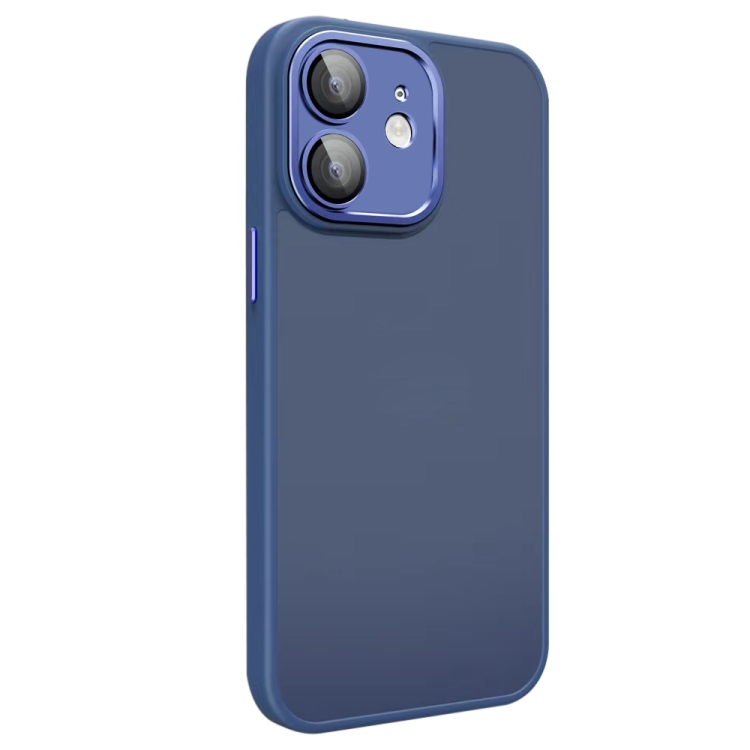 

For iPhone 12 All-inclusive TPU Edge Acrylic Back Phone Case with Lens Film(Navy Blue)