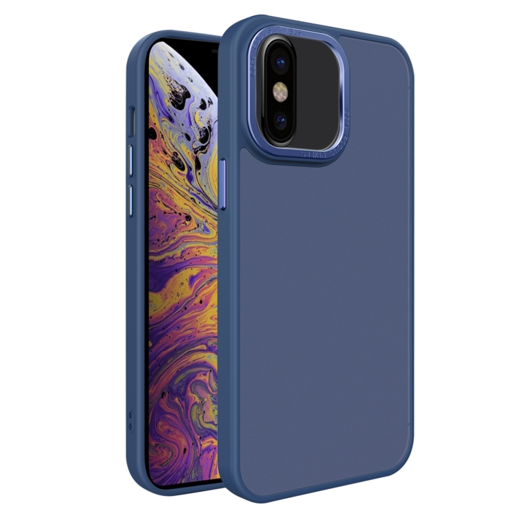 

For iPhone X / XS All-inclusive TPU Edge Acrylic Back Phone Case(Navy Blue)