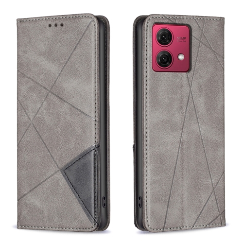 

For Motorola Moto G84 5G Rhombus Texture Magnetic Leather Phone Case(Grey)