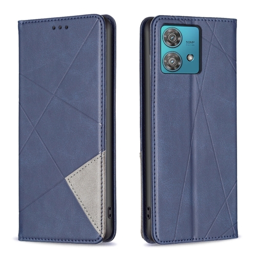 

For Motorola Edge 40 Neo Rhombus Texture Magnetic Leather Phone Case(Blue)