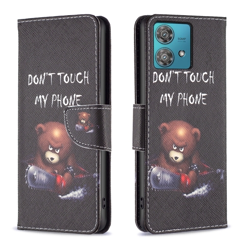 For Motorola Edge 40 Neo Colored Drawing Pattern Leather Phone Case(Bear) for xiaomi redmi note 13 pro 5g colored drawing pattern leather phone case owl