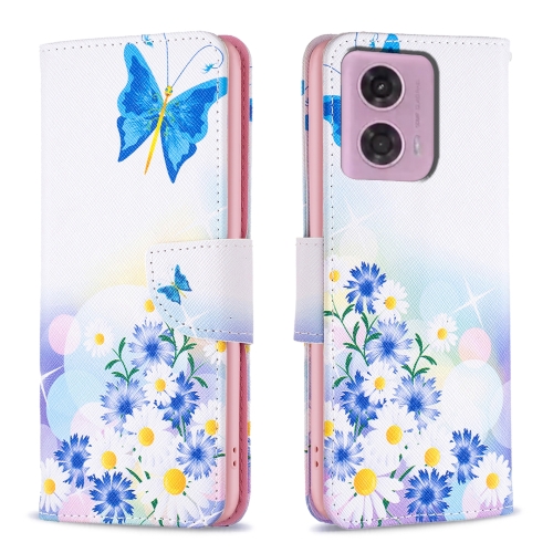 

For Motorola Moto G24 / E14 / G04 Colored Drawing Pattern Leather Phone Case(Butterfly Love)