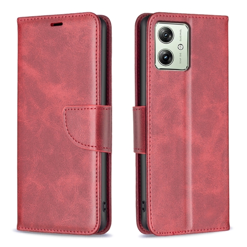 

For Motorola Moto G54 5G EU Edition Lambskin Texture Pure Color Flip Leather Phone Case(Red)