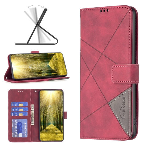 

For Motorola Edge 40 Magnetic Buckle Rhombus Texture Leather Phone Case(Red)