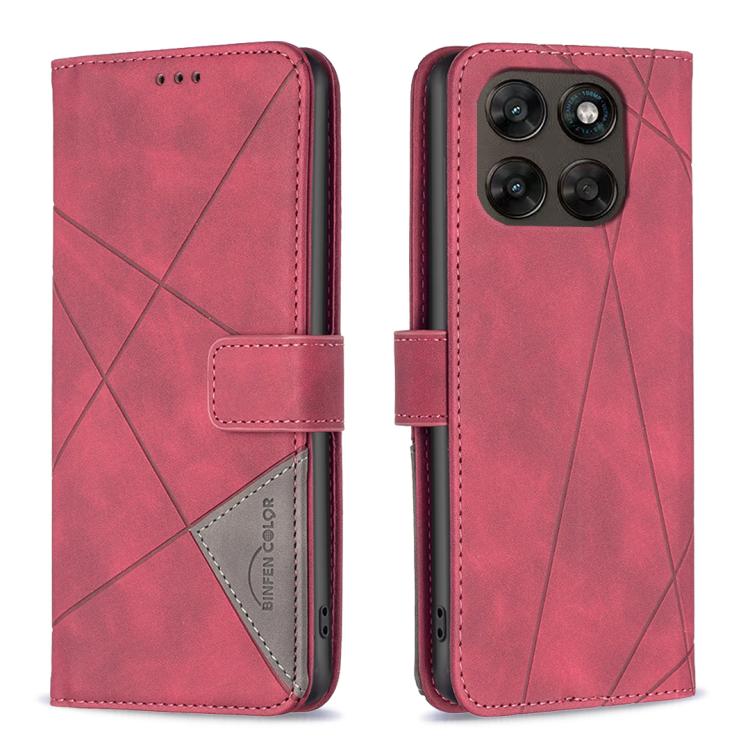 

For Motorola Moto G67 5G / G77 5G Magnetic Buckle Rhombus Texture Leather Phone Case(Red)