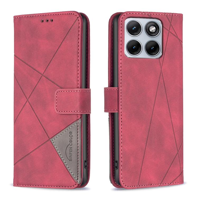 For Motorola Edge 70 Fusion 5G Magnetic Buckle Rhombus Texture Leather Phone Case(Red)