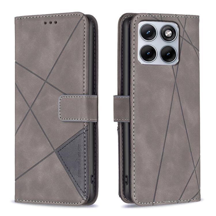 For Motorola Edge 70 Fusion 5G Magnetic Buckle Rhombus Texture Leather Phone Case(Grey)