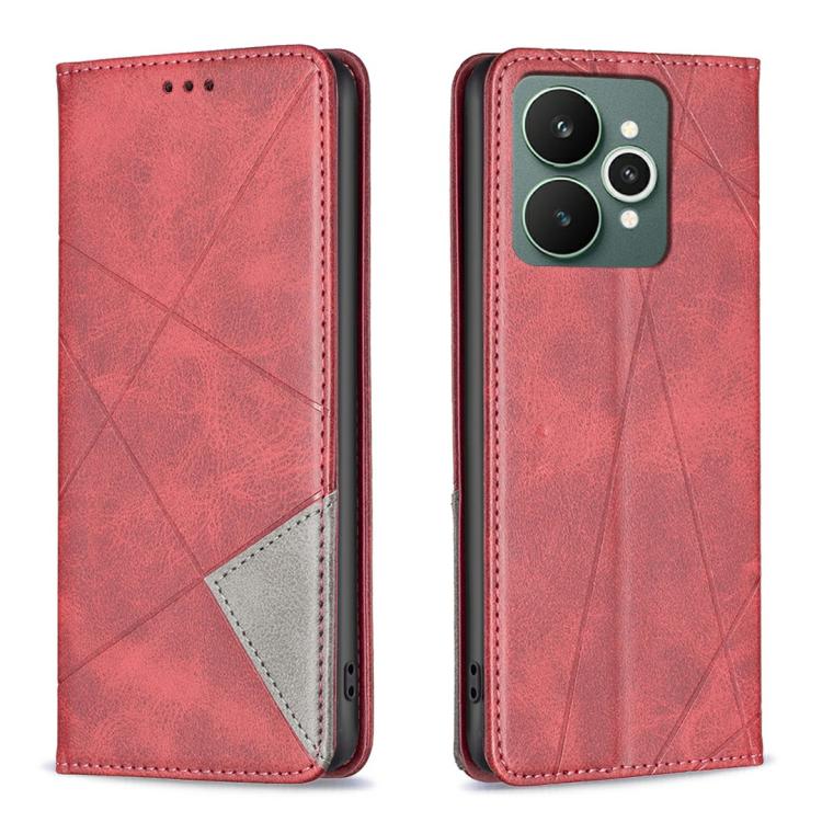 

For Realme 15 Pro 5G Rhombus Texture Leather Phone Case(Red)