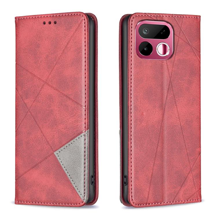 

For Realme 16T 5G Rhombus Texture Leather Phone Case(Red)