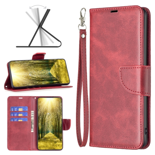 

For Realme C53 Lambskin Texture Pure Color Flip Leather Phone Case(Red)
