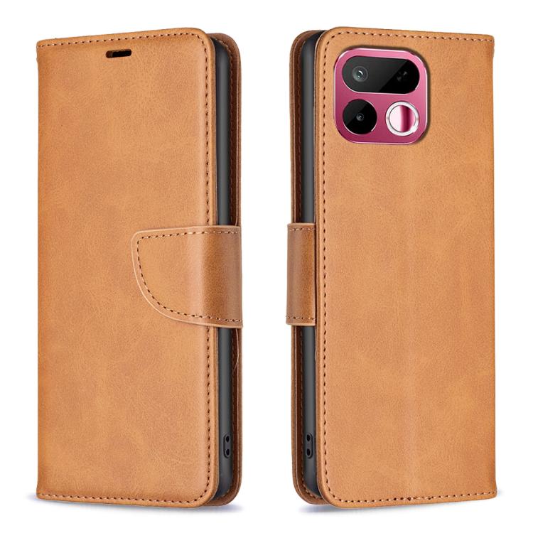 For Realme 16T 5G Lambskin Texture Pure Color Flip Leather Phone Case(Yellow)
