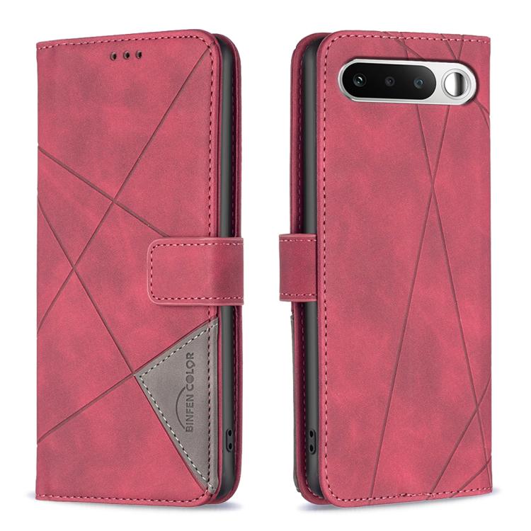 

For Realme 16 5G Magnetic Buckle Rhombus Texture Leather Phone Case(Red)