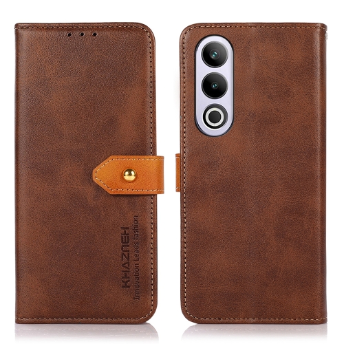 For OnePlus Nord CE4 Global KHAZNEH Dual-color Cowhide Texture Flip Leather Phone Case(Brown) for oneplus ace 3v 5g nord ce4 5g diamond texture leather phone case white