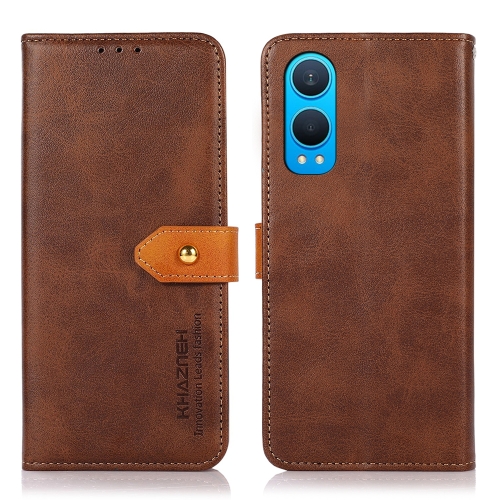 

For OnePlus Nord CE4 Lite KHAZNEH Dual-color Cowhide Texture Flip Leather Phone Case(Brown)