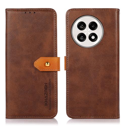 

For OnePlus 13R Global KHAZNEH Dual-color Cowhide Texture Flip Leather Phone Case(Brown)