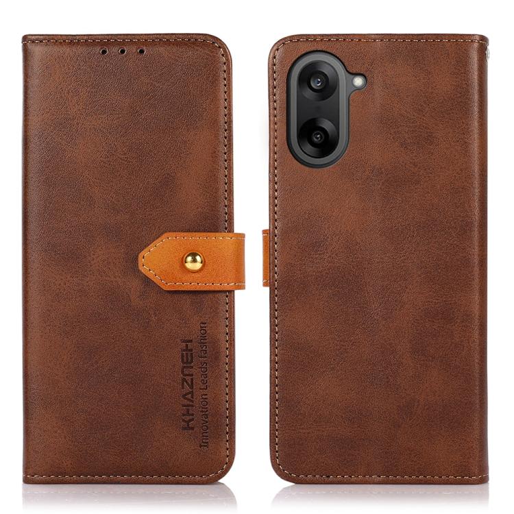 

For OnePlus Nord CE5 KHAZNEH Dual-color Cowhide Texture Flip Leather Phone Case(Brown)