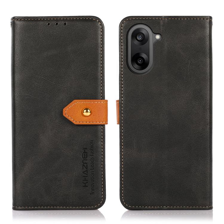 

For OnePlus Nord CE5 KHAZNEH Dual-color Cowhide Texture Flip Leather Phone Case(Black)