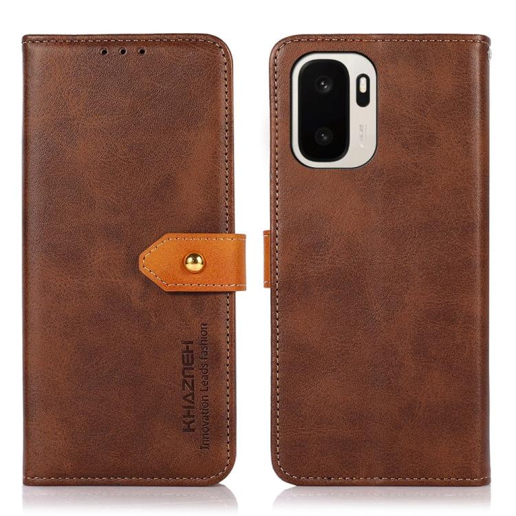 

For OnePlus Ace 6 Ultra KHAZNEH Dual-color Cowhide Texture Flip Leather Phone Case(Brown)
