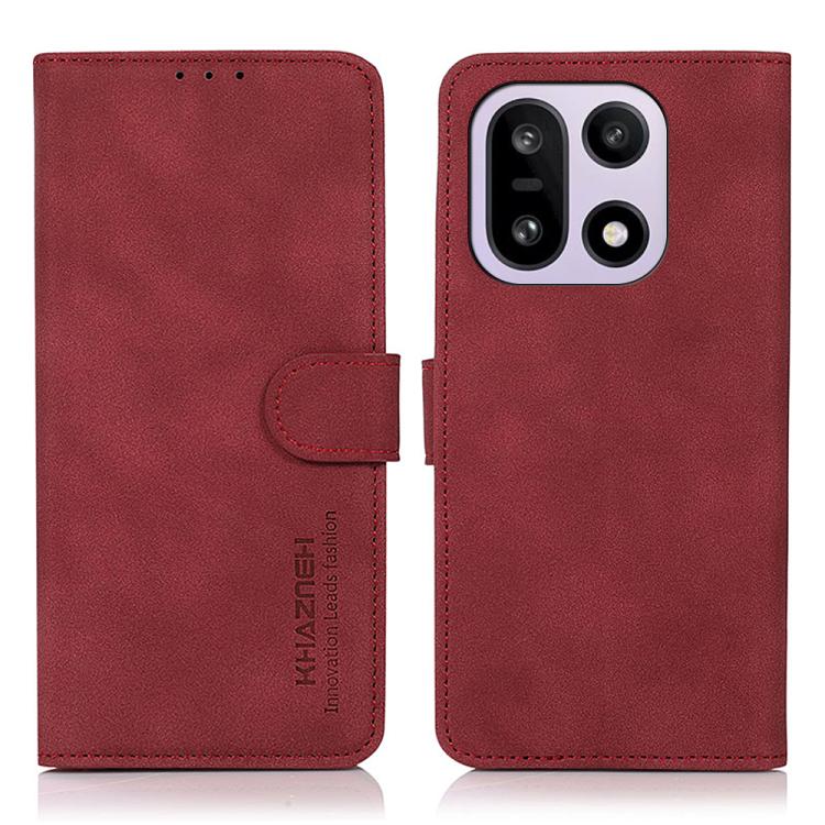 

For OnePlus 15 KHAZNEH Matte Texture Leather Phone Case(Red)