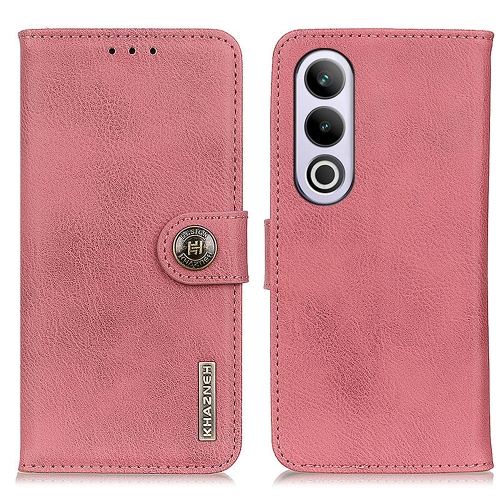 For OnePlus Nord CE4 5G / Ace 3V KHAZNEH Cowhide Texture Flip Leather Phone Case(Pink) for oneplus nord ce4 5g global khazneh litchi texture leather rfid phone case brown