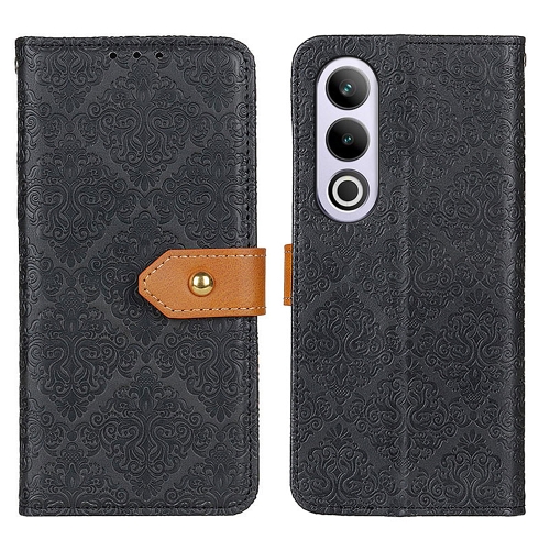 

For OnePlus Nord CE4 5G / Ace 3V European Floral Embossed Flip Leather Phone Case(Black)