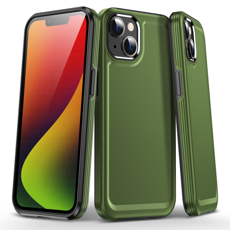 

For iPhone 14 Kirin Shield Hybrid PC Soft TPU Phone Case(Olive Green)