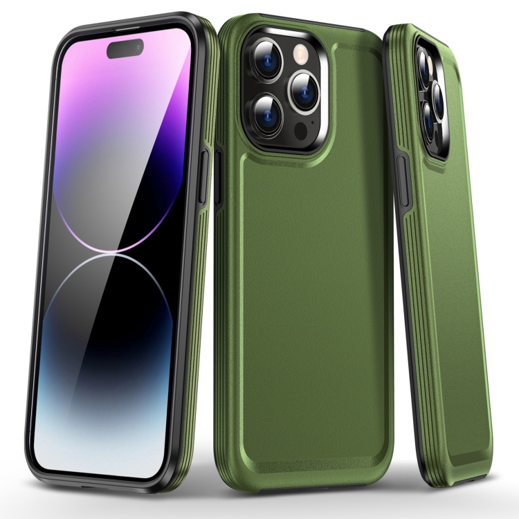 

For iPhone 14 Pro Kirin Shield Hybrid PC Soft TPU Phone Case(Olive Green)