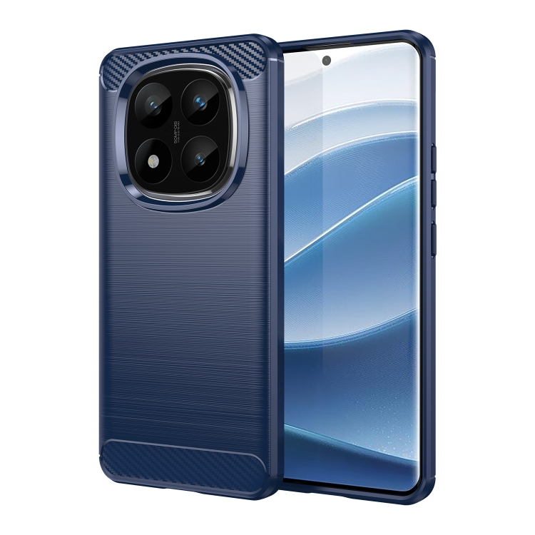 

For Redmi Note 14 Pro+ 5G Carbon Fiber Brushed Texture TPU Phone Case(Blue)