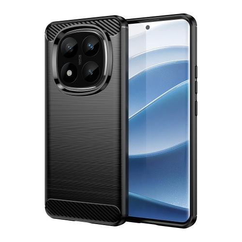 

For Redmi Note 14 Pro+ 5G Carbon Fiber Brushed Texture TPU Phone Case(Black)