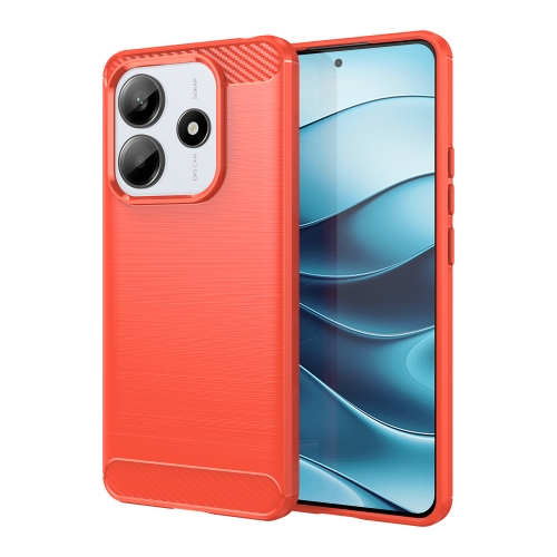 

For Redmi Note 14 5G Carbon Fiber Brushed Texture TPU Phone Case(Red)