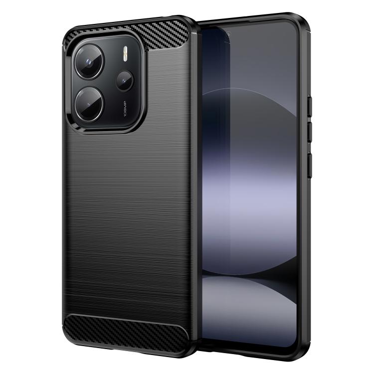 

For Redmi Note 14 4G 164.84mm Carbon Fiber Brushed Texture TPU Phone Case(Black)