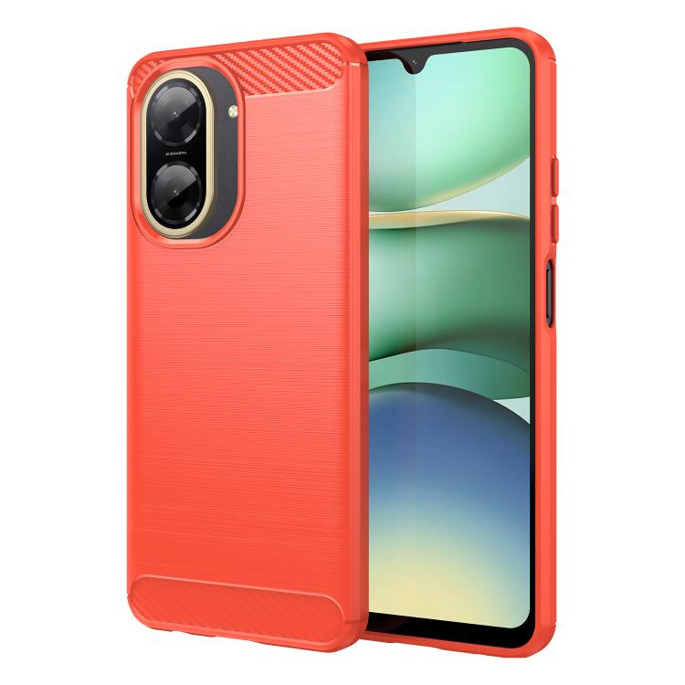 

For Redmi A5 4G 173.3mm EU Carbon Fiber Brushed Texture TPU Phone Case(Red)