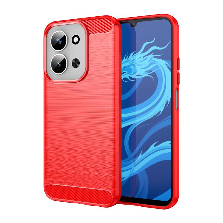 

For Redmi 15C 5G / 4G EU 173mm Carbon Fiber Brushed Texture TPU Phone Case(Red)