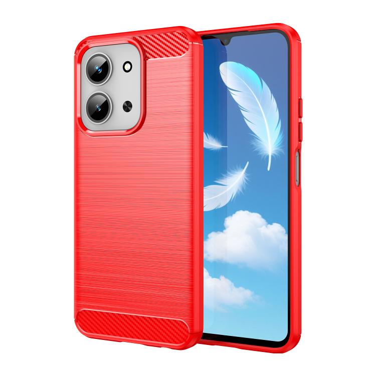 

For Redmi 15C 5G / 4G Global 171mm Carbon Fiber Brushed Texture TPU Phone Case(Red)