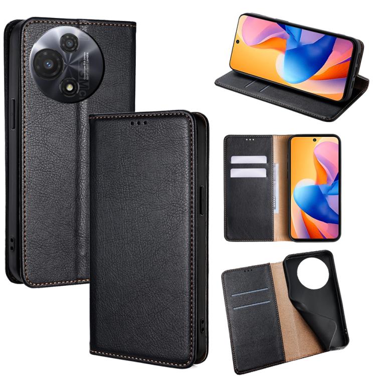 

For TCL 60R 5G Gloss Oil Solid Color Magnetic Leather Phone Case(Black)