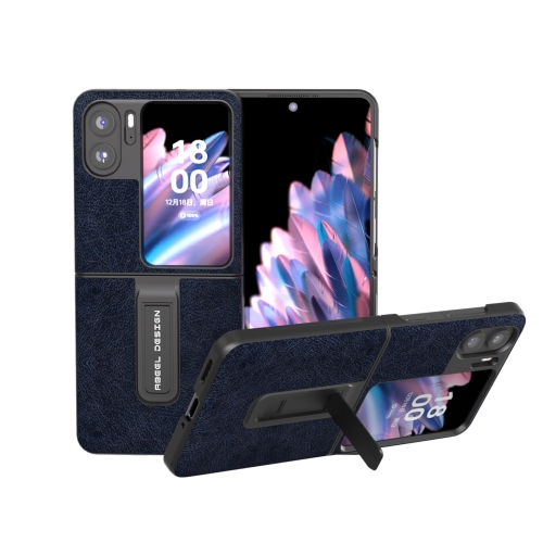 

For OPPO Find N2 Flip ABEEL Retro Litchi Texture PU Phone Case with Holder(Blue)