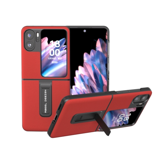 

For OPPO Find N2 Flip ABEEL Genuine Leather Luolai Series Phone Case with Holder(Red)