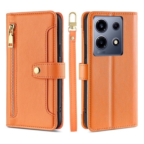 

For Infinix Note 30 VIP 5G Lite Sheep Texture Cross-body Zipper Wallet Leather Phone Case(Orange)