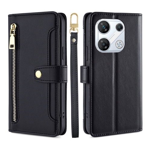 

For Infinix GT 10 Pro 5G Lite Sheep Texture Cross-body Zipper Wallet Leather Phone Case(Black)