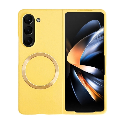 

For Samsung Galaxy Z Fold5 Skin Feel Magsafe Magnetic Shockproof PC Phone Case(Yellow)