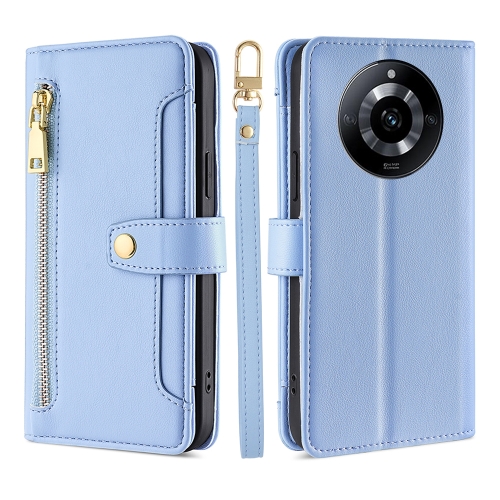 

For Realme 11 5G Lite Sheep Texture Cross-body Zipper Wallet Leather Phone Case(Blue)