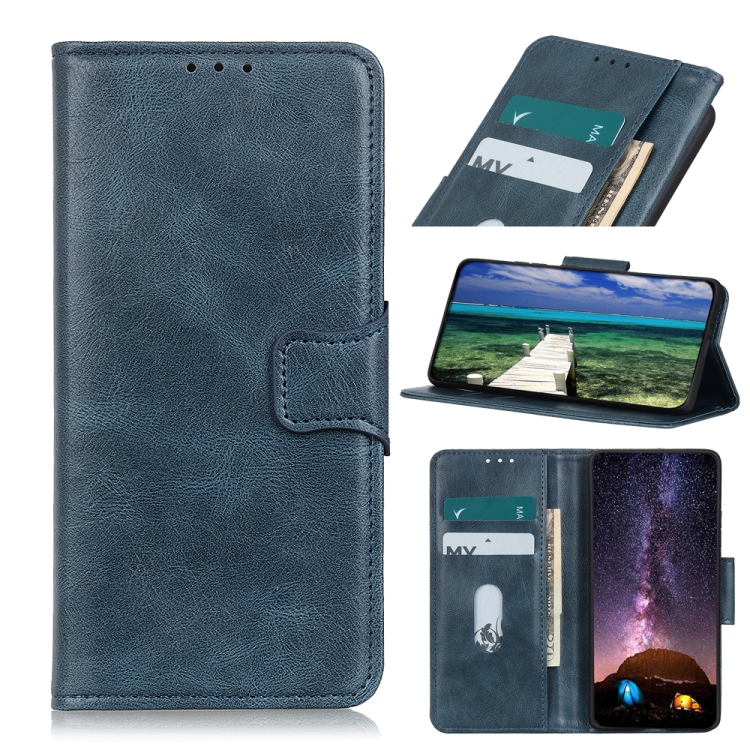

For iPhone 15 Pro Max Mirren Crazy Horse Texture Horizontal Flip Leather Phone Case(Blue)