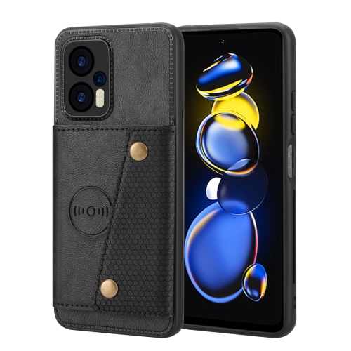 

For Xiaomi Redmi Note 12 Turbo/Poco F5 Double Buckle Card Slots Magnetic Phone Case(Black)