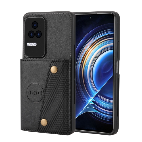 

For Xiaomi Redmi K40S / Poco F4 Double Buckle Card Slots Magnetic Phone Case(Black)