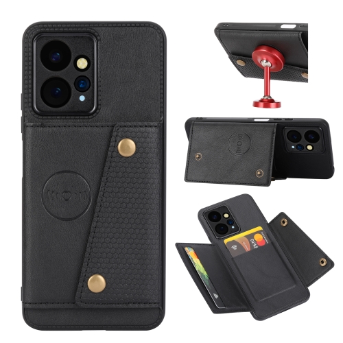 

For Xiaomi Redmi Note 12 4G Global Double Buckle Card Slots Magnetic Phone Case(Black)
