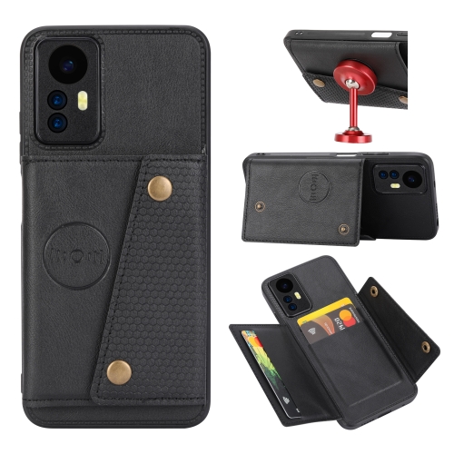 

For Xiaomi Redmi Note 12S 4G Double Buckle Card Slots Magnetic Phone Case(Black)