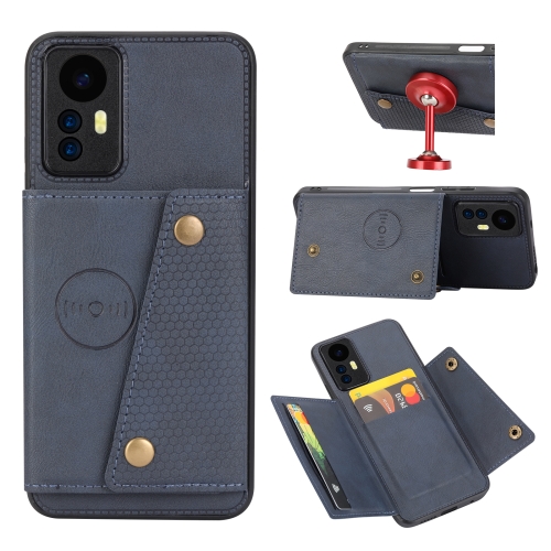 

For Xiaomi Redmi Note 12S 4G Double Buckle Card Slots Magnetic Phone Case(Blue)