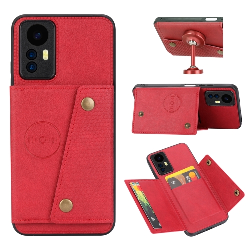 

For Xiaomi Redmi Note 12S 4G Double Buckle Card Slots Magnetic Phone Case(Red)
