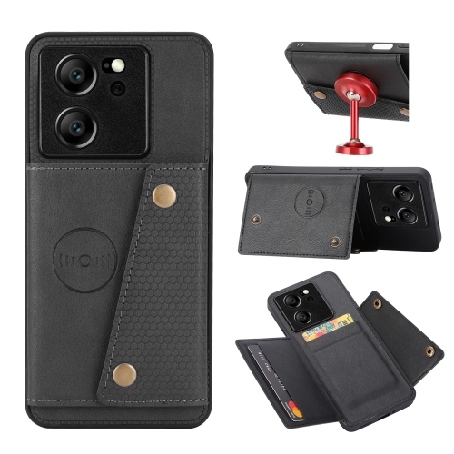 

For Xiaomi 13T / Redmi K60 Ultra Double Buckle Card Slots Magnetic Phone Case(Black)