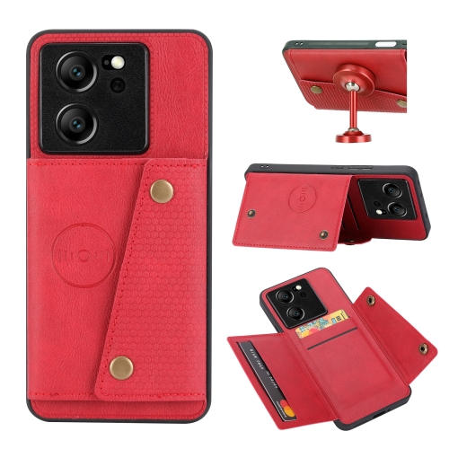 

For Xiaomi 13T / Redmi K60 Ultra Double Buckle Card Slots Magnetic Phone Case(Red)